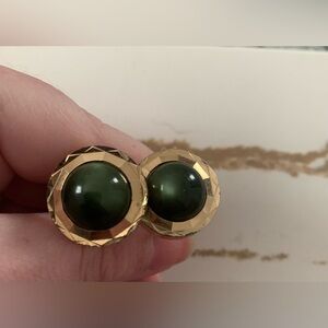 Vintage Green and Gold Cufflinks